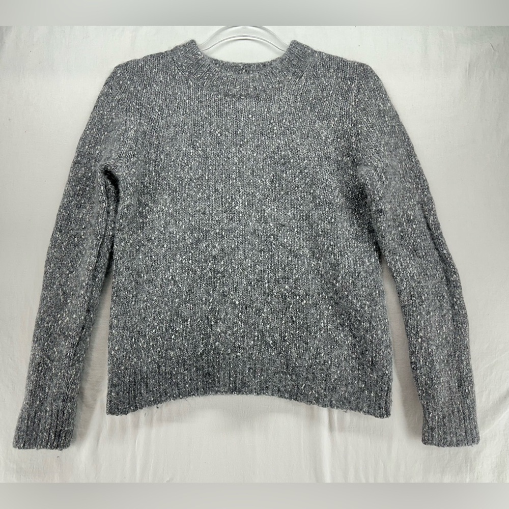 Theory Speckled Crewneck Sweater in Tweed Alpaca Blend Grey Size M - RUNS SMALL